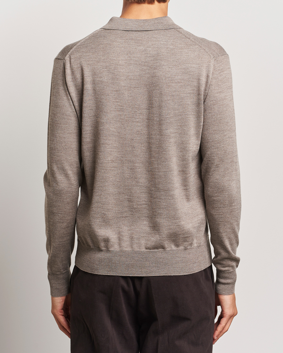 Herre | Trøjer | Altea | Merino Long Sleeve Polo Beige