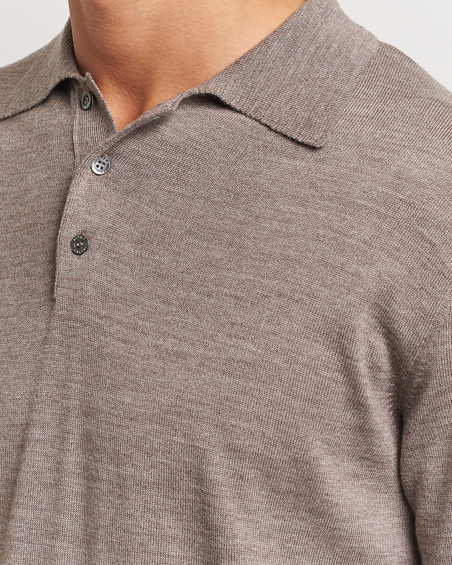 Herre | Trøjer | Altea | Merino Long Sleeve Polo Beige