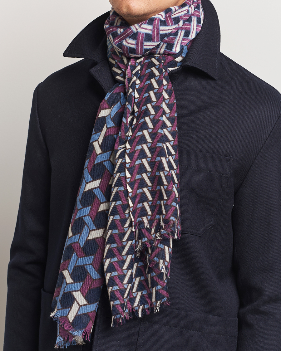Herre | Altea Printed Wool Scarf Navy | Altea | Printed Wool Scarf Navy