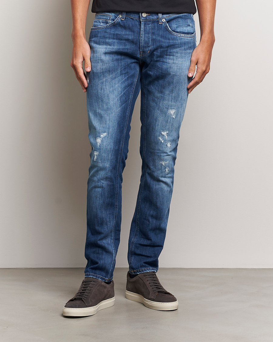 Herre | Jeans | Dondup | George Light Distressed Jeans Medium Blue