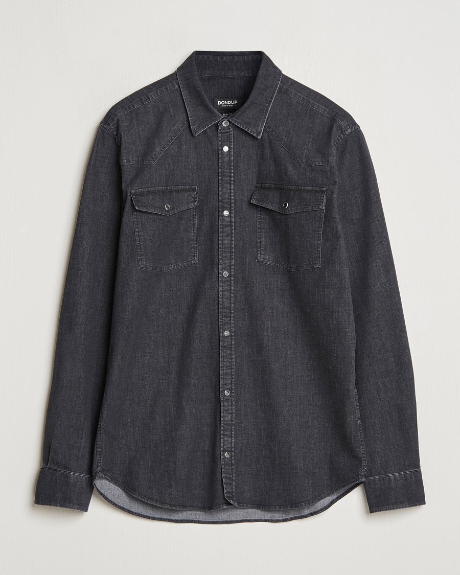 Herre | Skjorter | Dondup | Slim Fit Denim Shirt Washed Black