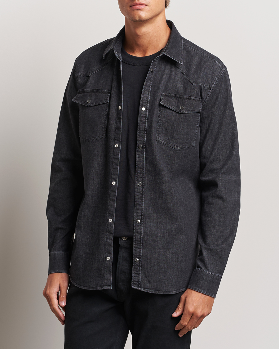 Herre | Skjorter | Dondup | Slim Fit Denim Shirt Washed Black