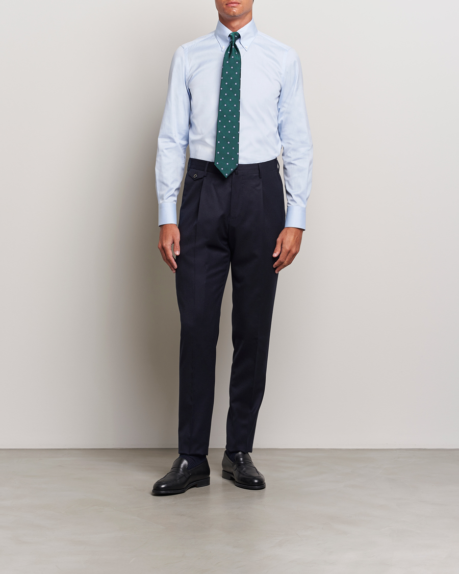Herre | Skjorter | Finamore Napoli | Milano Slim Oxford Button Down Shirt Light Blue