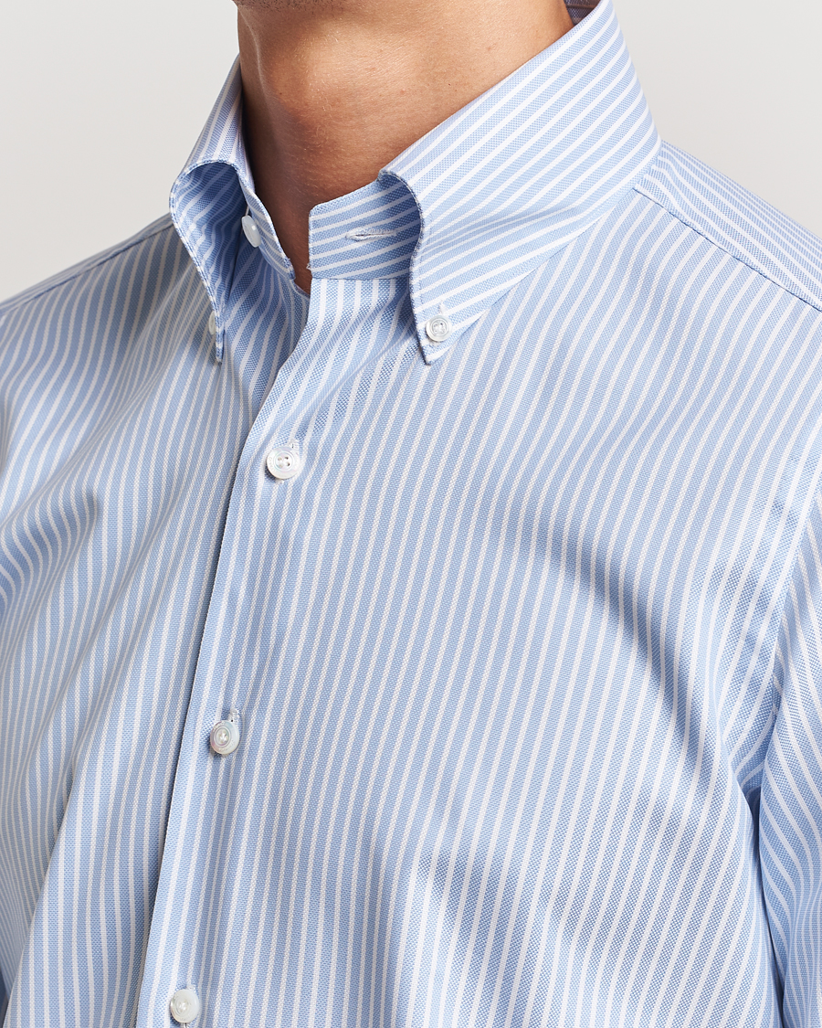 Herre | Skjorter | Finamore Napoli | Milano Slim Oxford Button Down Shirt Blue Stripe