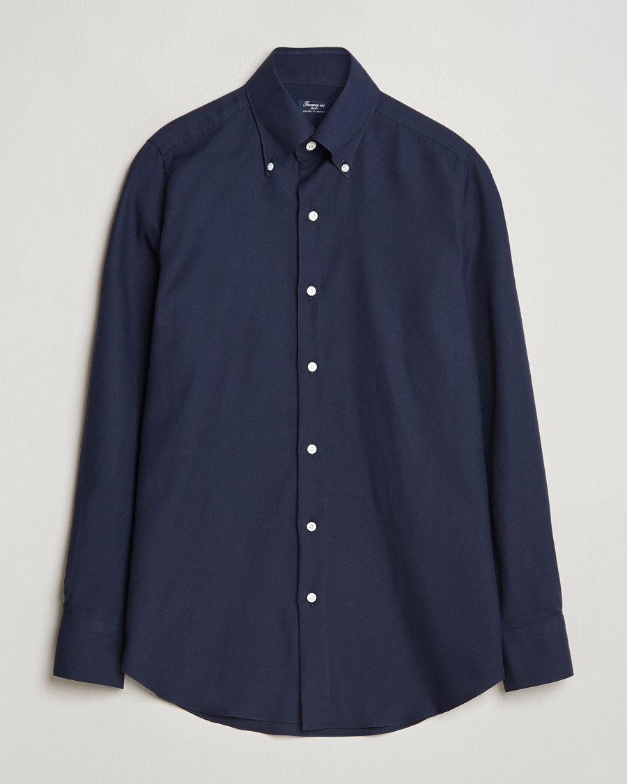 Herre | Skjorter | Finamore Napoli | Milano Slim Cashmere BD Shirt Navy