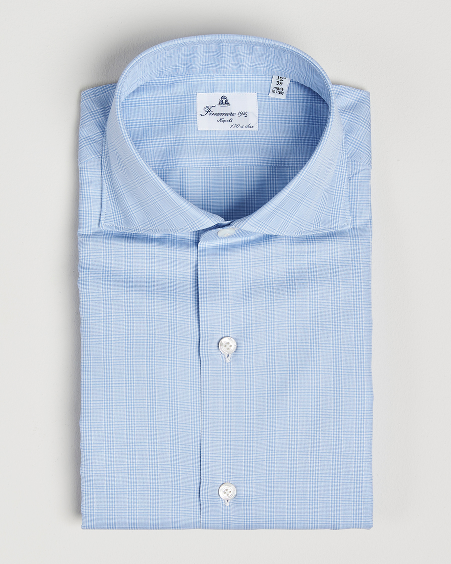 Herre | Skjorter | Finamore Napoli | Milano Slim Giza 170 Dress Shirt Blue Check