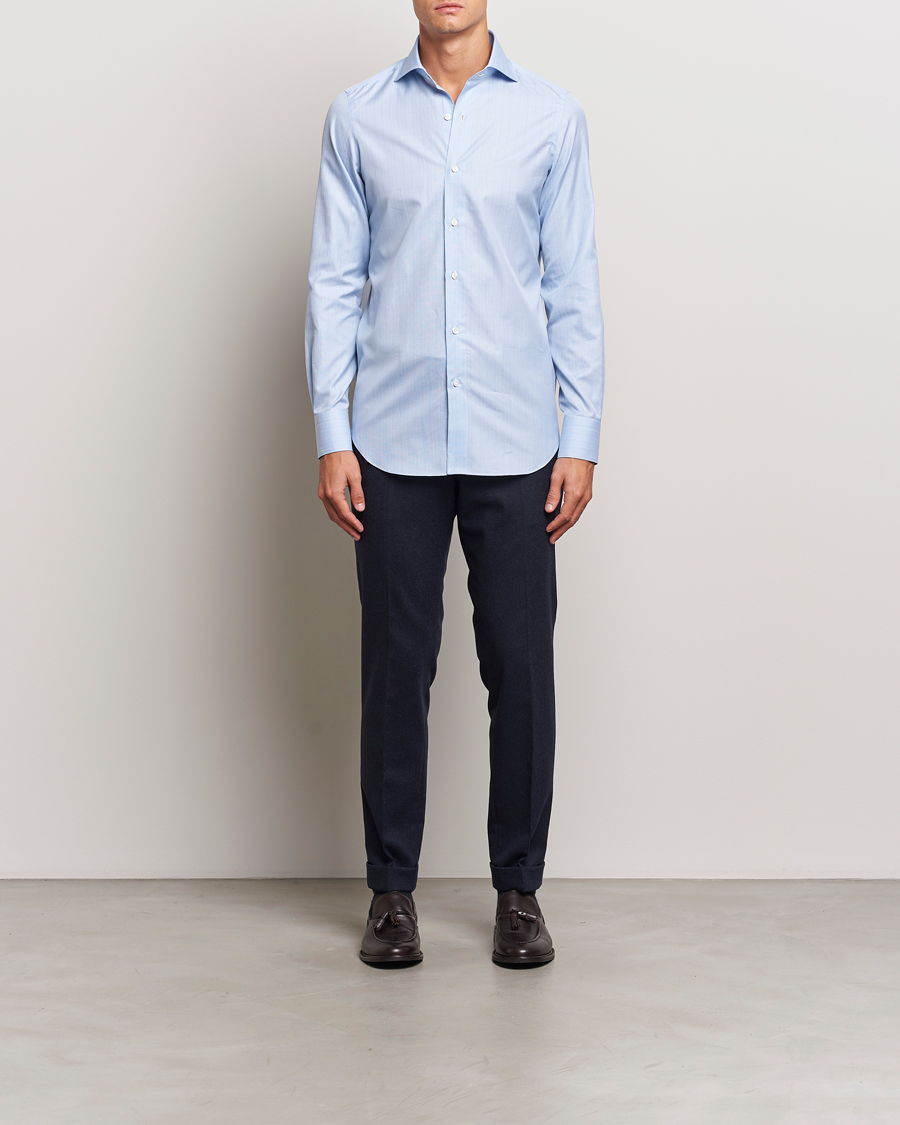 Herre | Skjorter | Finamore Napoli | Milano Slim Giza 170 Dress Shirt Blue Check