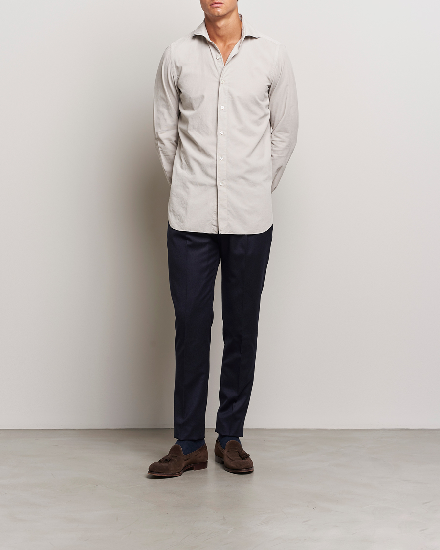 Herre | Skjorter | Finamore Napoli | Gaeta Corduroy Shirt Light Beige