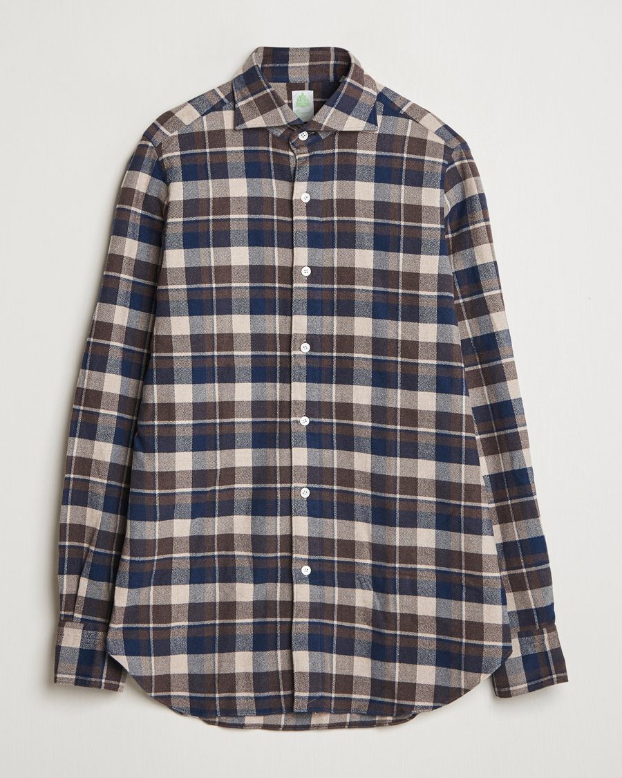 Herre | Skjorter | Finamore Napoli | Gaeta Flannel Shirt Navy Check