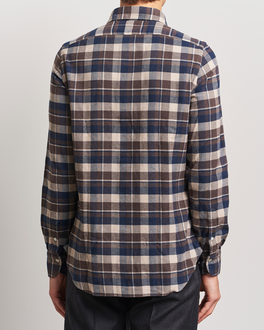 Herre | Skjorter | Finamore Napoli | Gaeta Flannel Shirt Navy Check