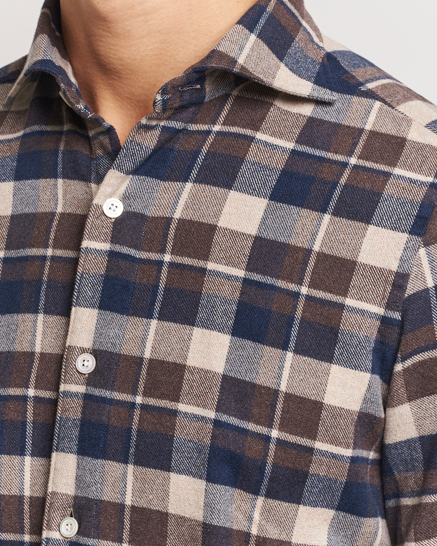 Herre | Skjorter | Finamore Napoli | Gaeta Flannel Shirt Navy Check