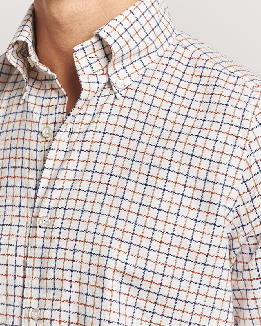 Herre | Skjorter | Finamore Napoli | Gaeta Flannel Shirt Beige Check