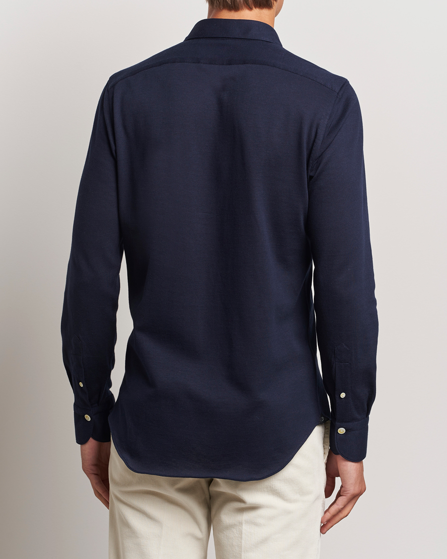 Herre | Skjorter | Finamore Napoli | Cotton/Cashmere Jersey Shirt Navy