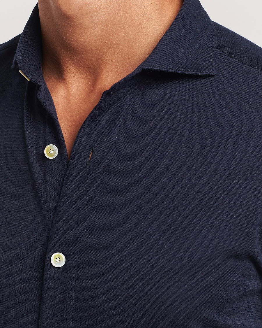 Herre | Skjorter | Finamore Napoli | Cotton/Cashmere Jersey Shirt Navy