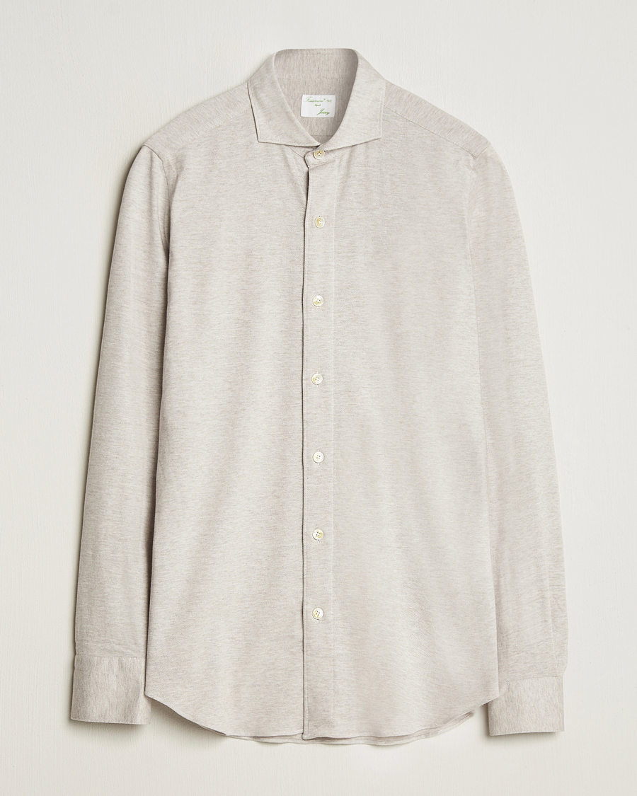 Herre | Skjorter | Finamore Napoli | Cotton/Cashmere Jersey Shirt Beige