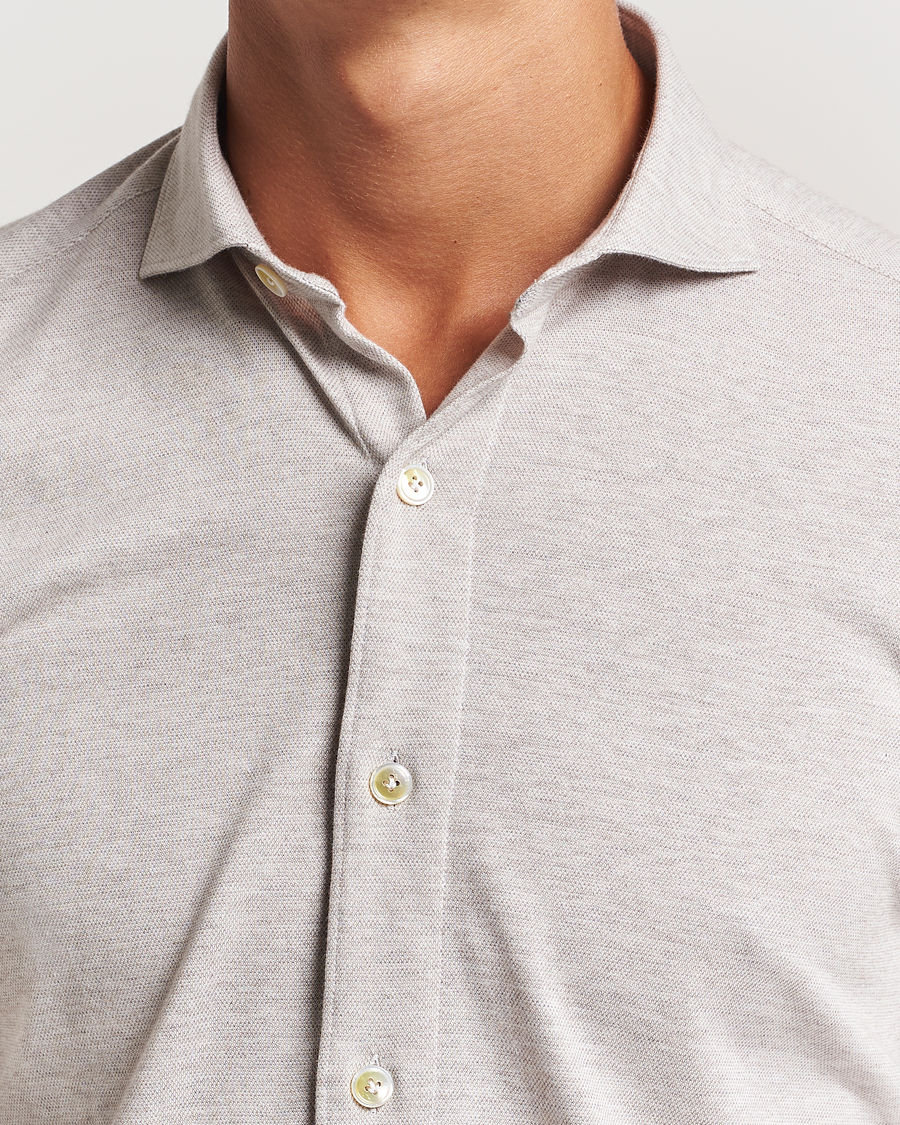 Herre | Skjorter | Finamore Napoli | Cotton/Cashmere Jersey Shirt Beige