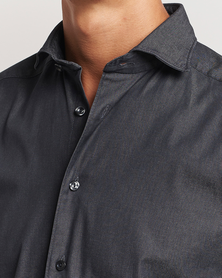 Herre | Skjorter | Eton | Slim Fit Stretch Denim Shirt Black
