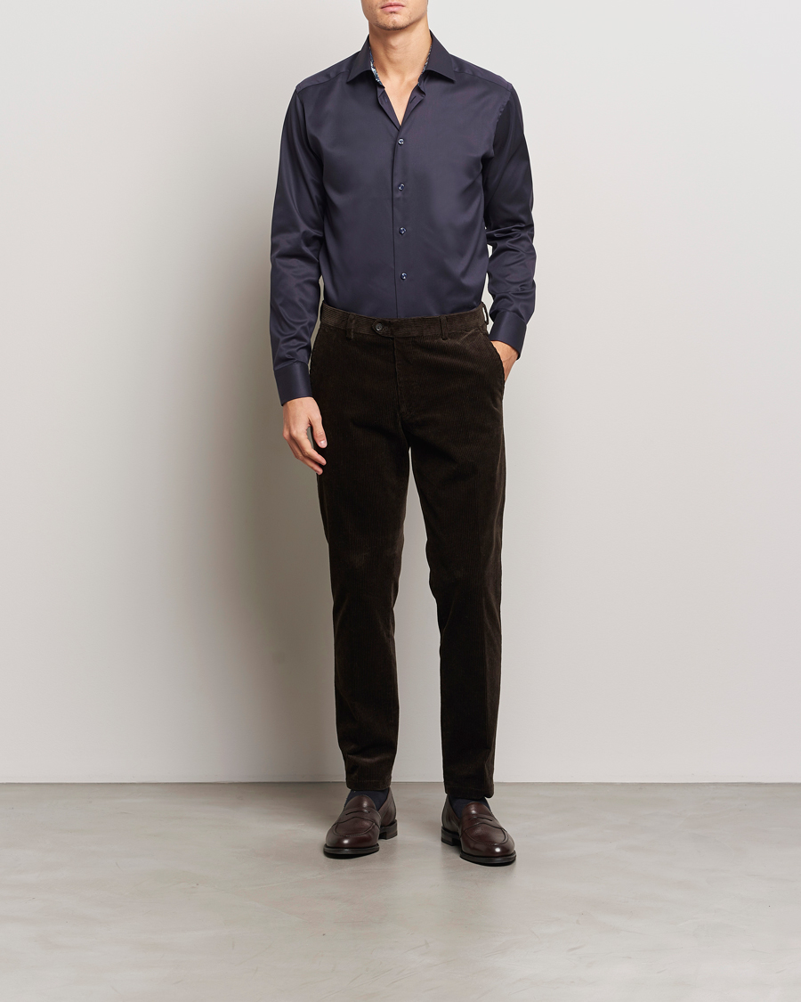 Herre | Skjorter | Eton | Slim Fit Signature Twill Contrast Shirt Navy