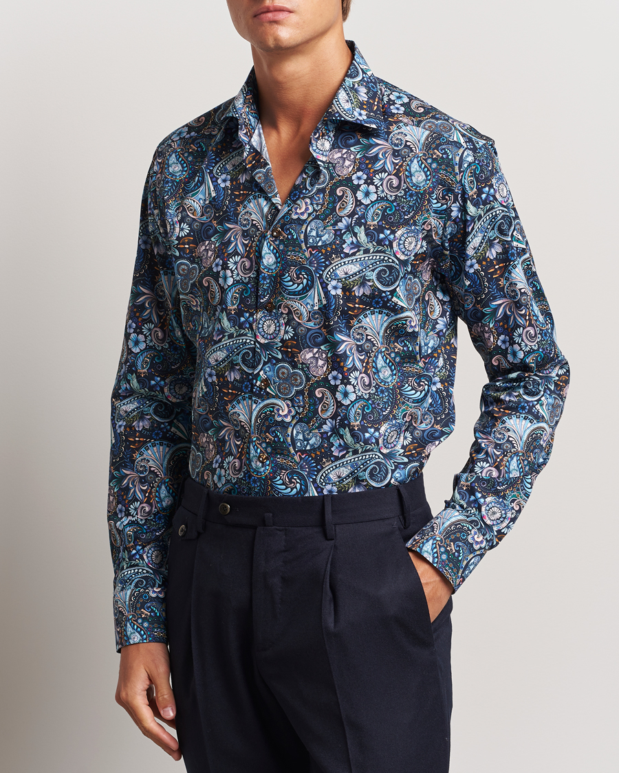 Herre | Skjorter | Eton | Slim Fit Signature Twill Printed Shirt Navy