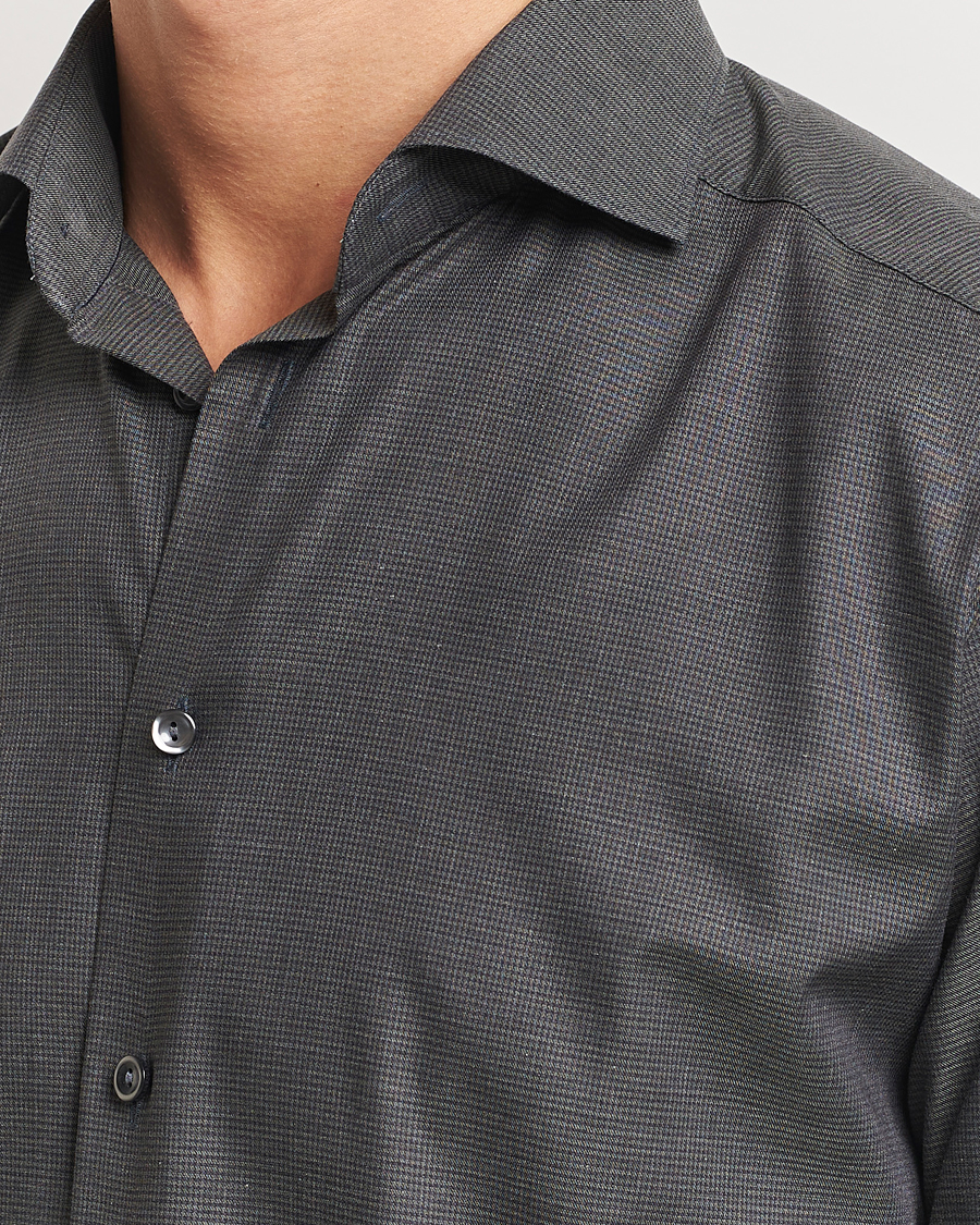 Herre | Skjorter | Eton | Slim Fit Wrinkle Free Flannel Pepita Shirt Green
