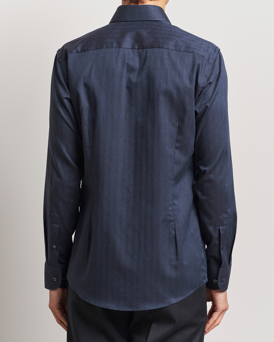 Herre | Skjorter | Eton | Slim Fit Wrinkle Free Flannel Shirt Navy Blue