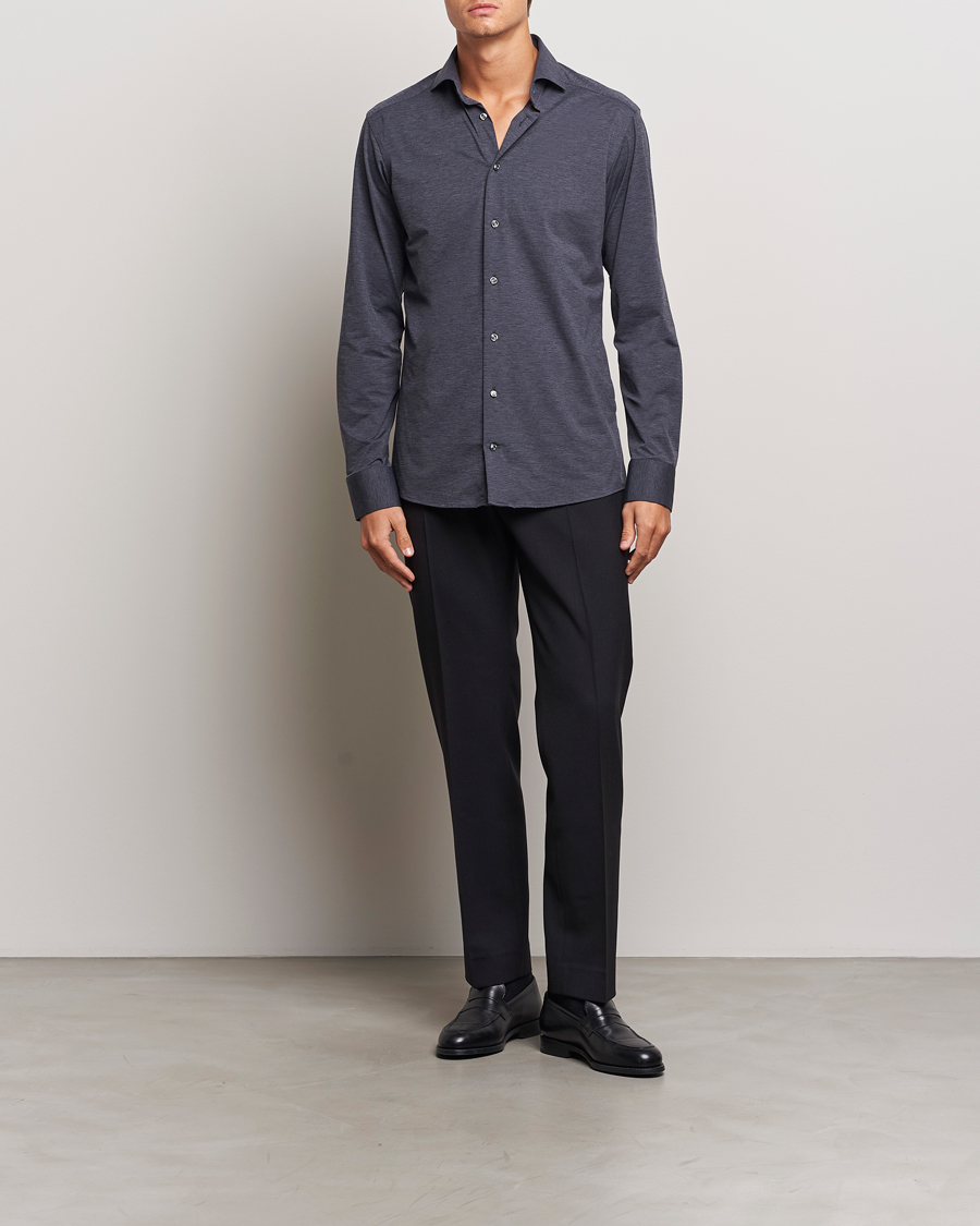 Herre | Skjorter | Eton | Slim Fit Four Way Stretch Shirt Dark Grey