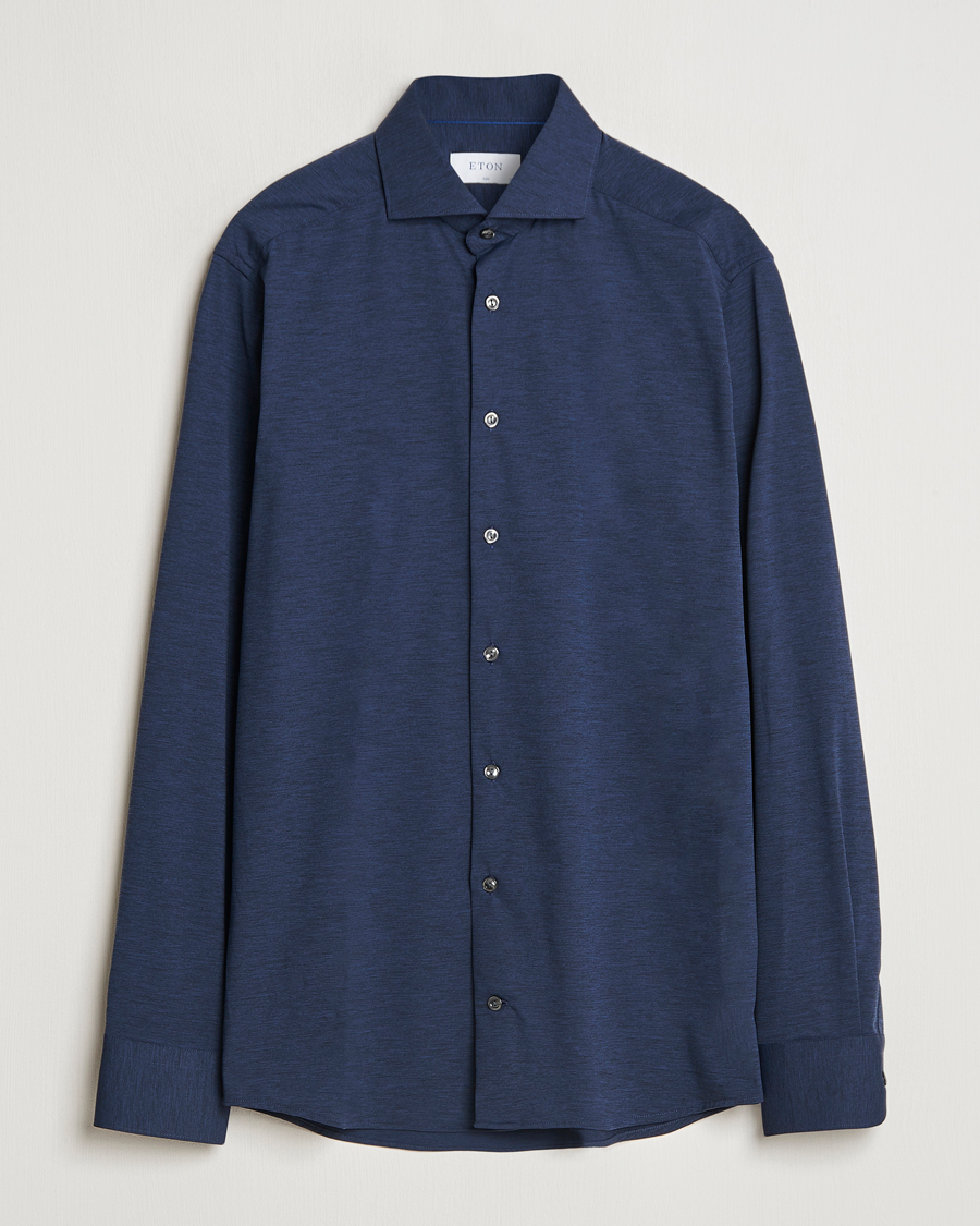 Herre | Skjorter | Eton | Slim Fit Four Way Stretch Shirt Navy Blue