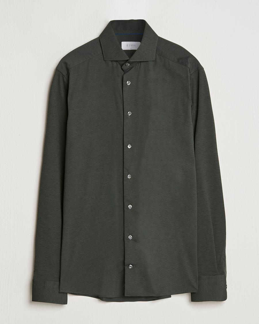 Herre | Skjorter | Eton | Slim Fit Four Way Stretch Shirt Dark Green