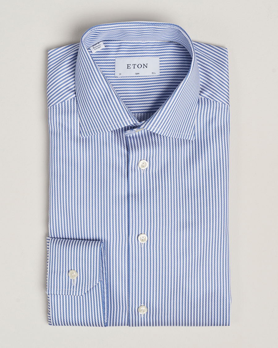 Herre | Skjorter | Eton | Slim Fit Signature Twill Striped Shirt Blue/White