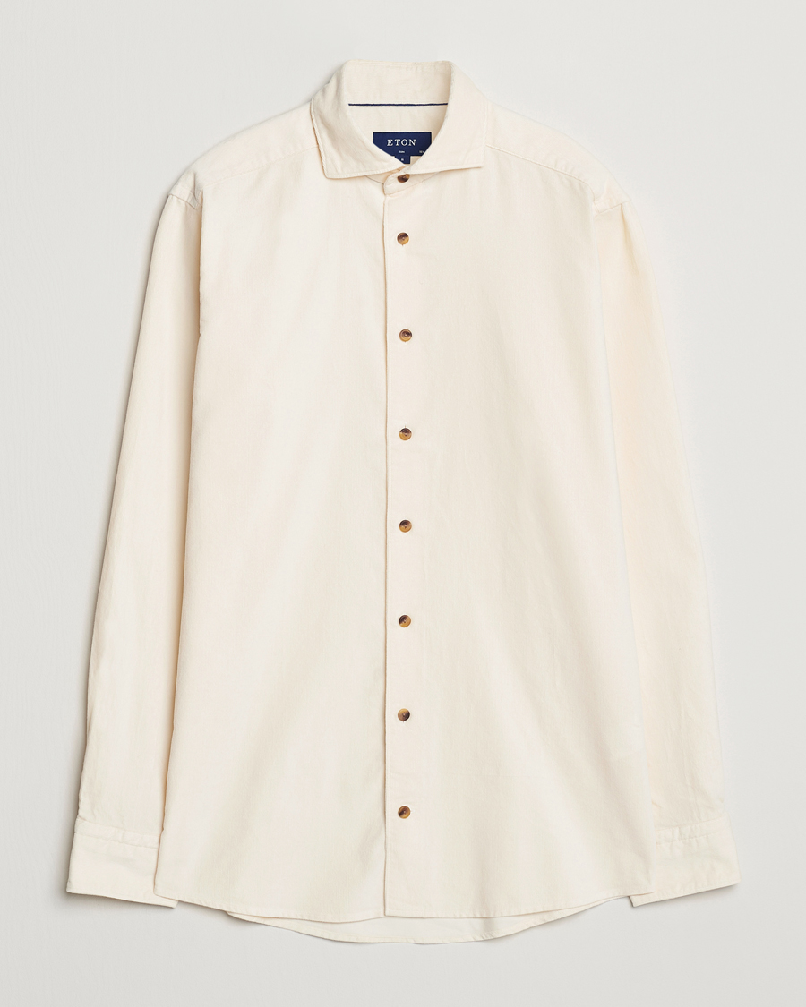 Herre | Skjorter | Eton | Slim Fit Fine Wale Corduroy Shirt Off White