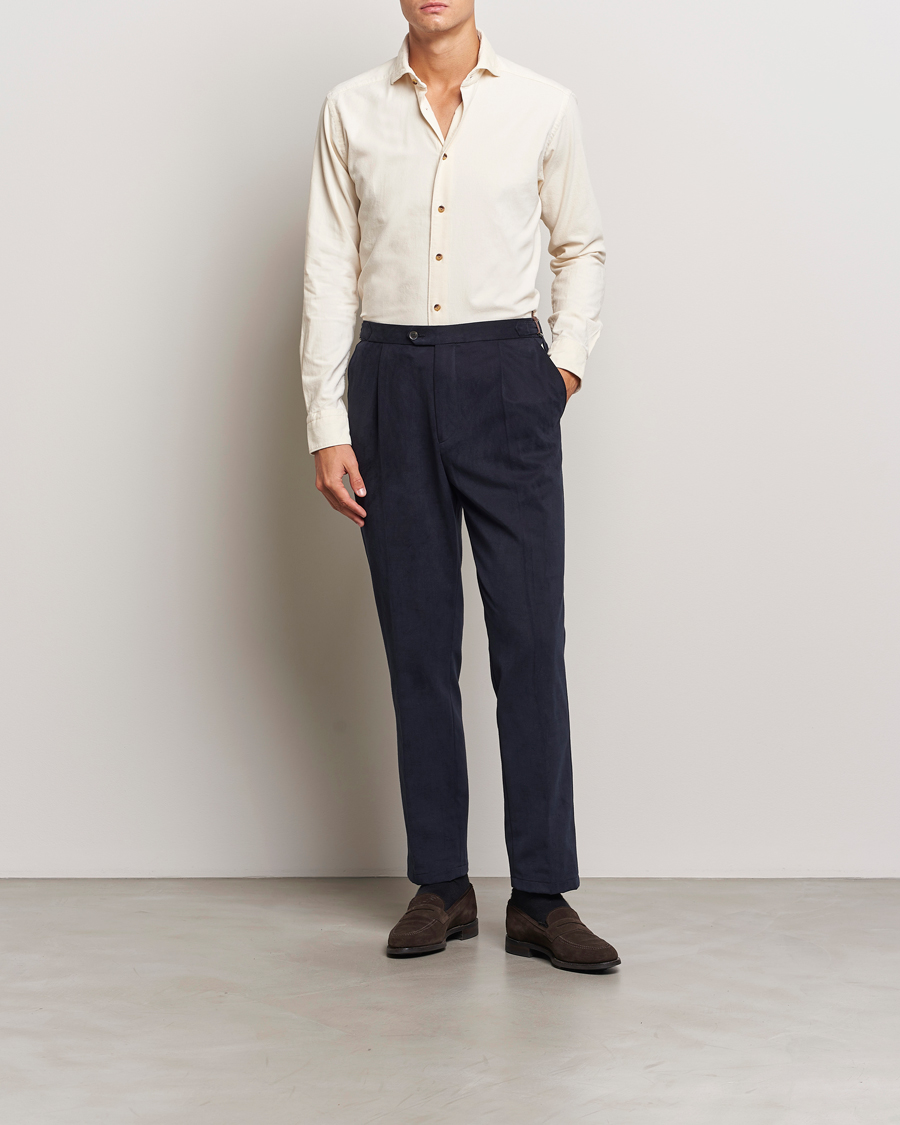 Herre | Skjorter | Eton | Slim Fit Fine Wale Corduroy Shirt Off White