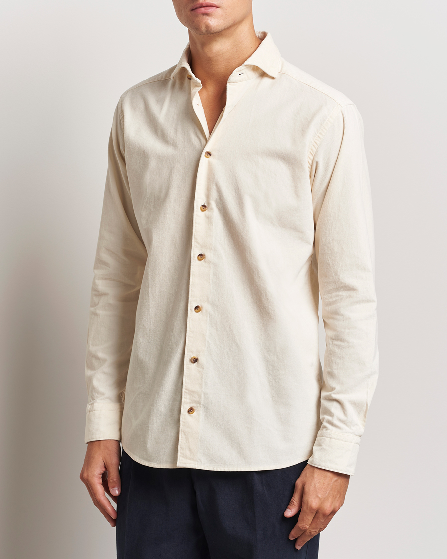 Herre | Skjorter | Eton | Slim Fit Fine Wale Corduroy Shirt Off White