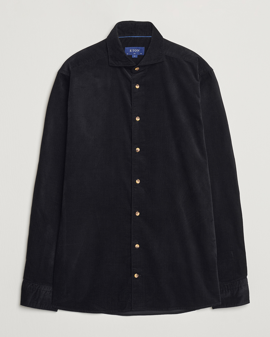 Herre | Skjorter | Eton | Slim Fit Fine Wale Corduroy Shirt Black