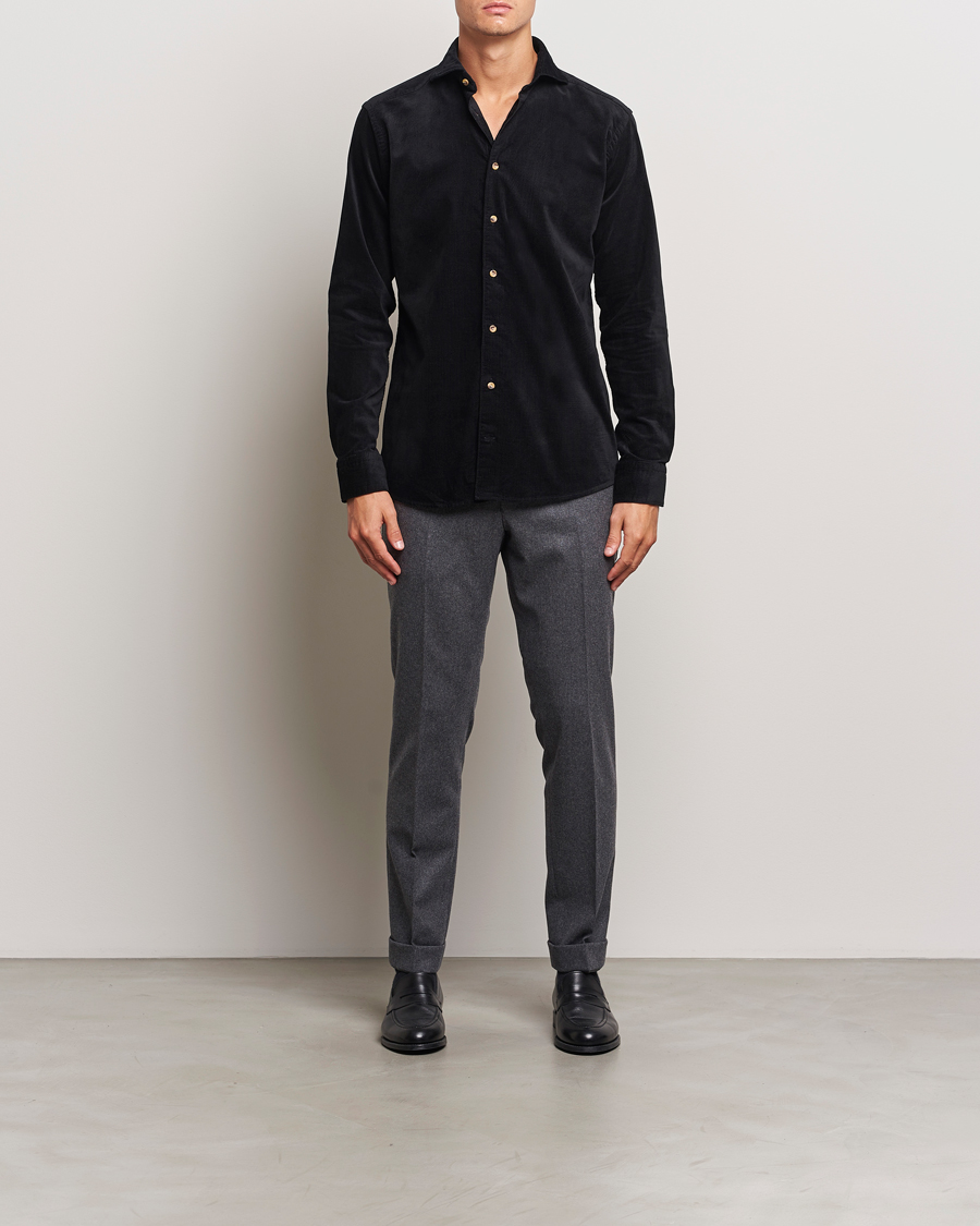 Herre | Skjorter | Eton | Slim Fit Fine Wale Corduroy Shirt Black