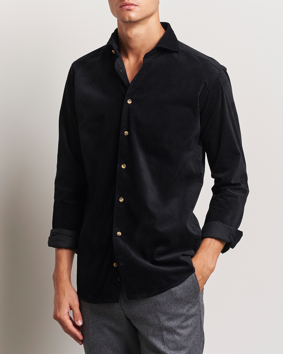 Herre | Skjorter | Eton | Slim Fit Fine Wale Corduroy Shirt Black