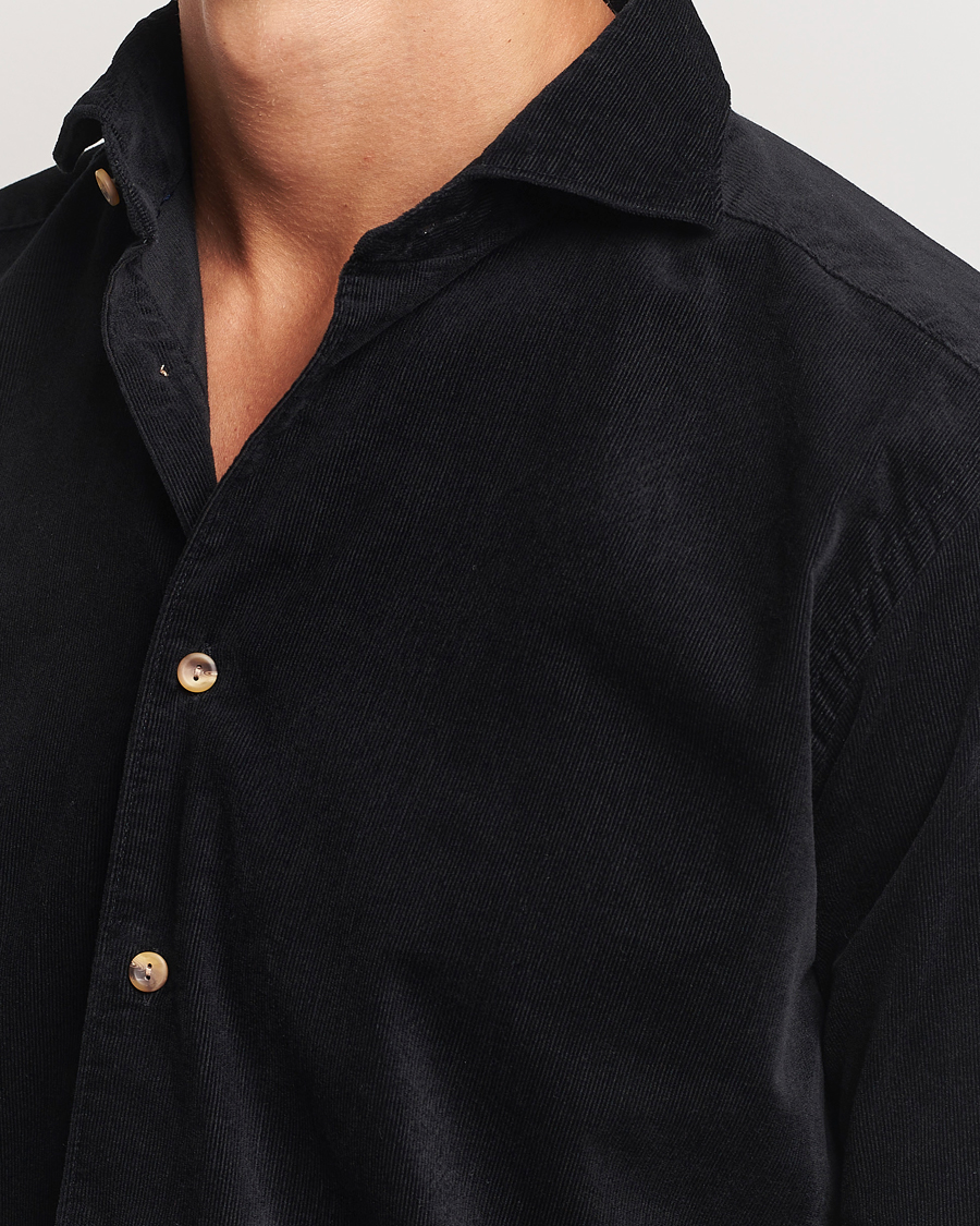 Herre | Skjorter | Eton | Slim Fit Fine Wale Corduroy Shirt Black
