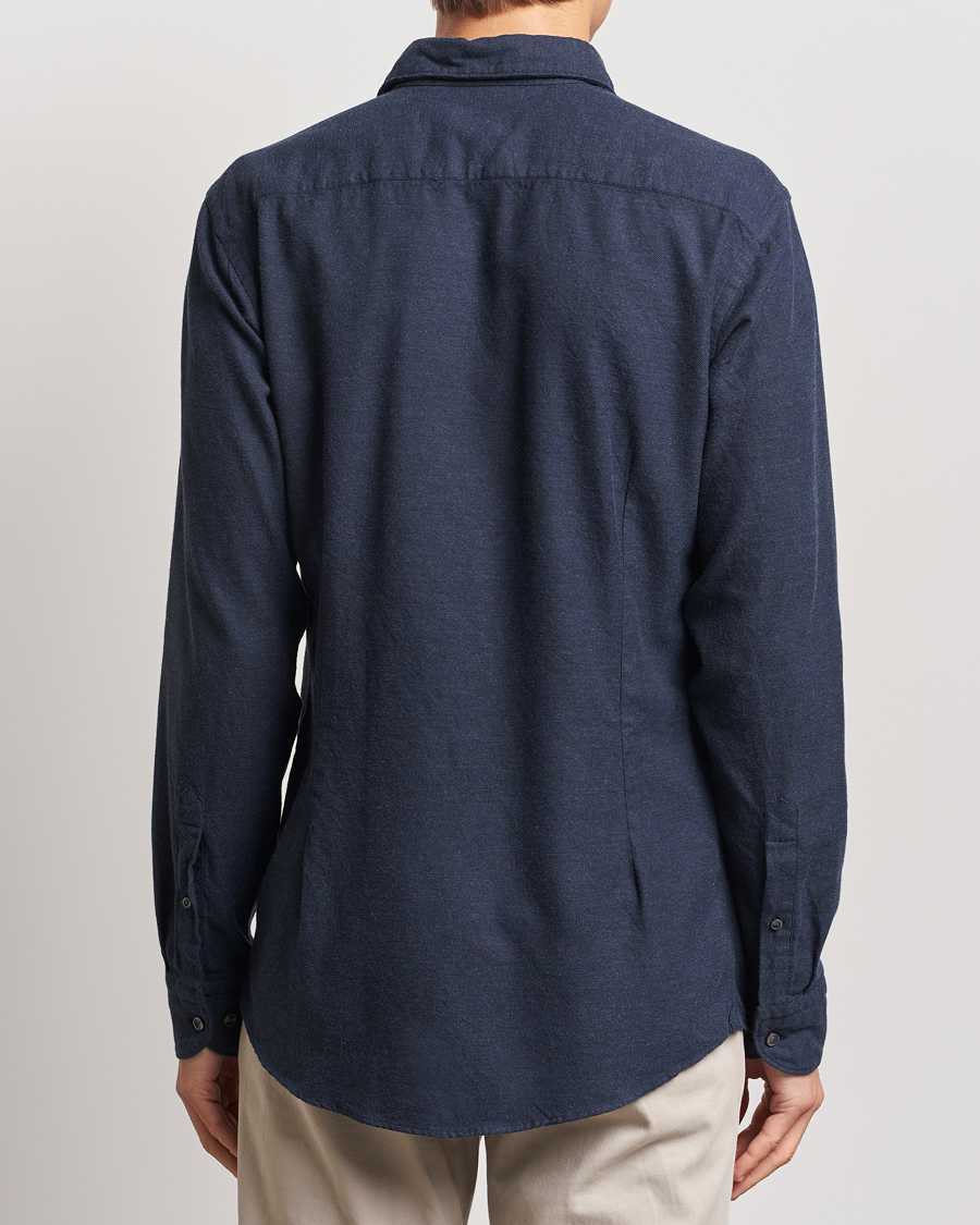 Herre | Skjorter | Eton | Slim Fit Twill Flannel Shirt Navy Blue