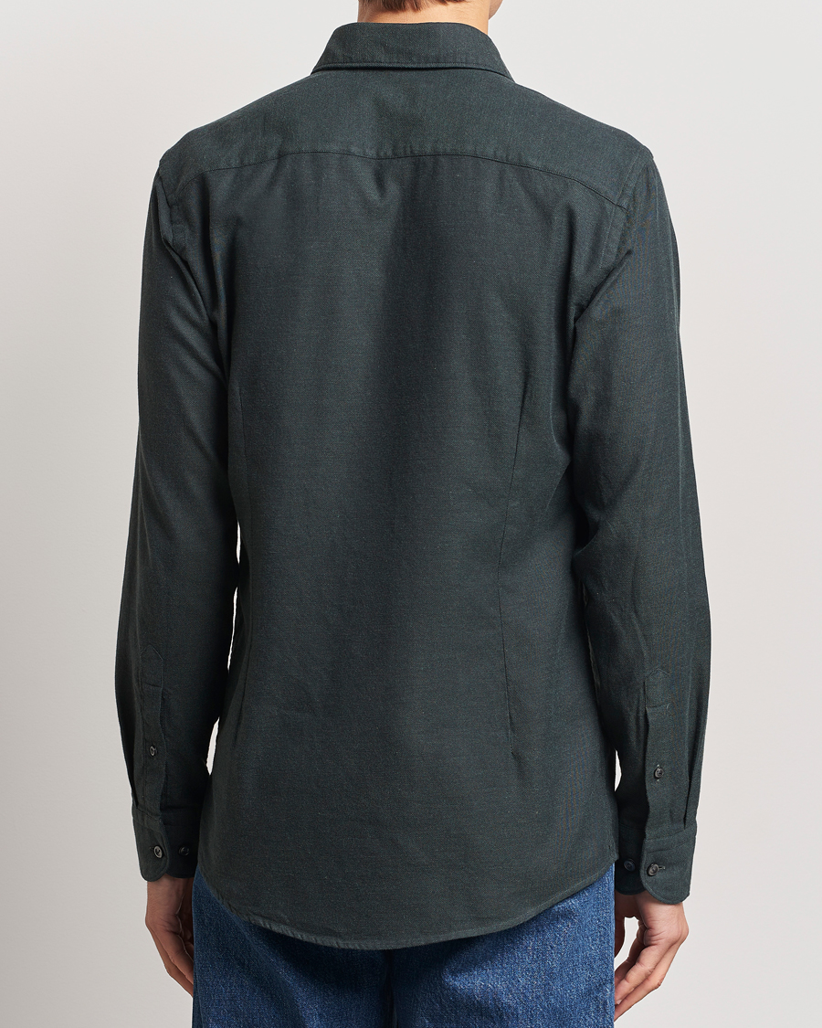 Herre | Skjorter | Eton | Slim Fit Twill Flannel Shirt Dark Green