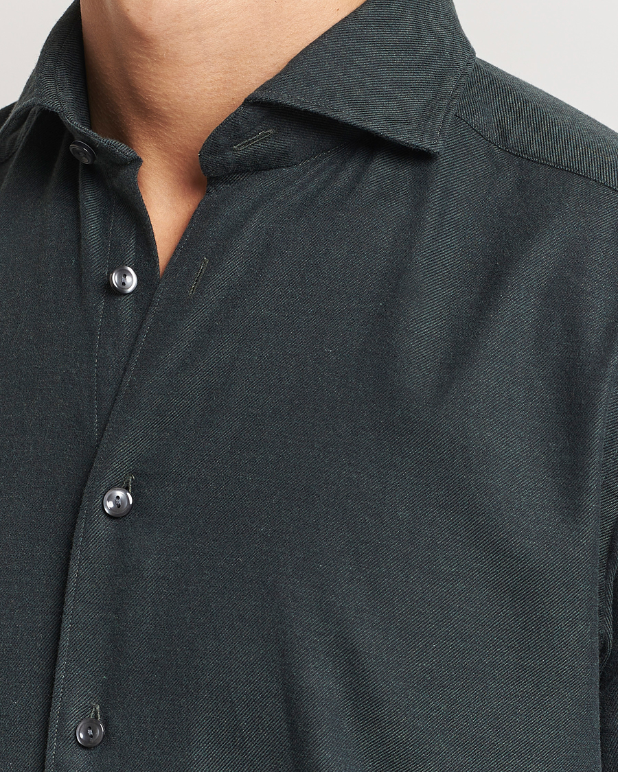 Herre | Skjorter | Eton | Slim Fit Twill Flannel Shirt Dark Green
