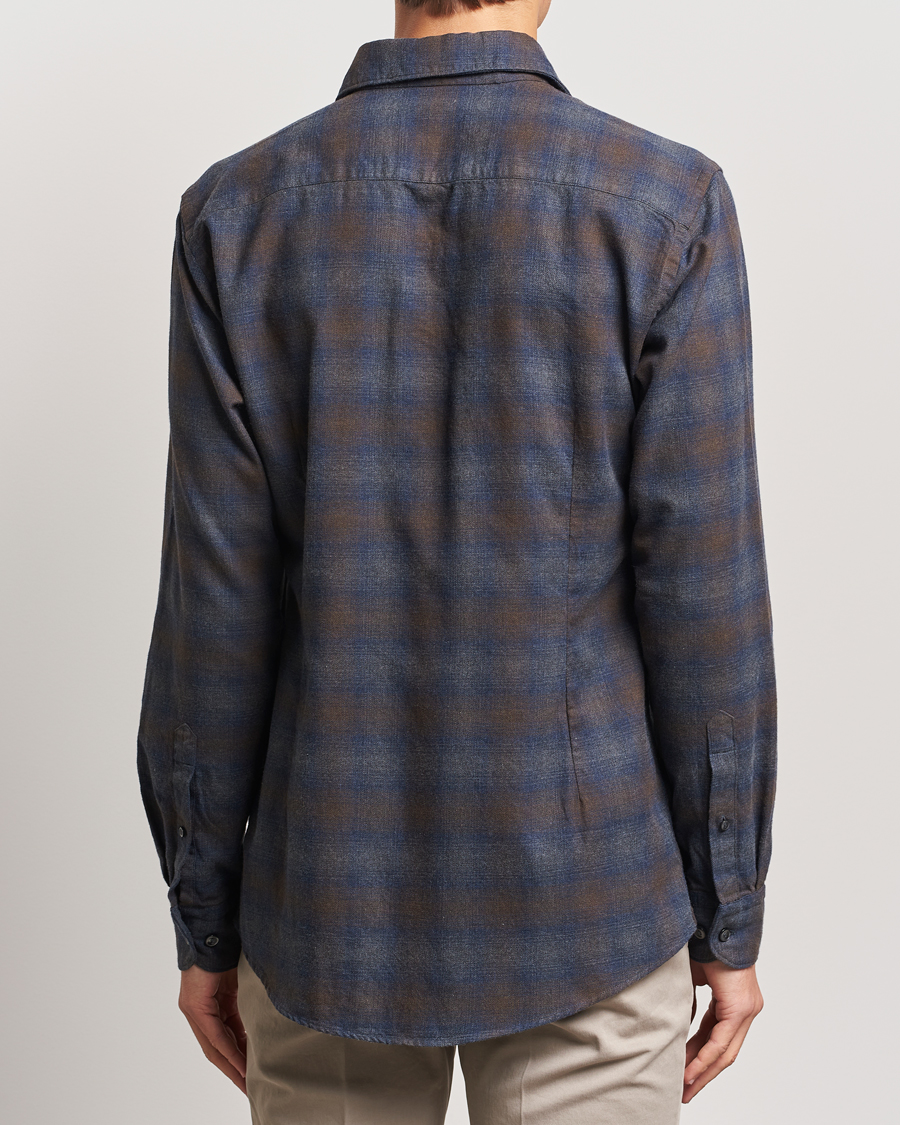 Herre | Skjorter | Eton | Slim Fit Checked Flannel Shirt Navy Blue