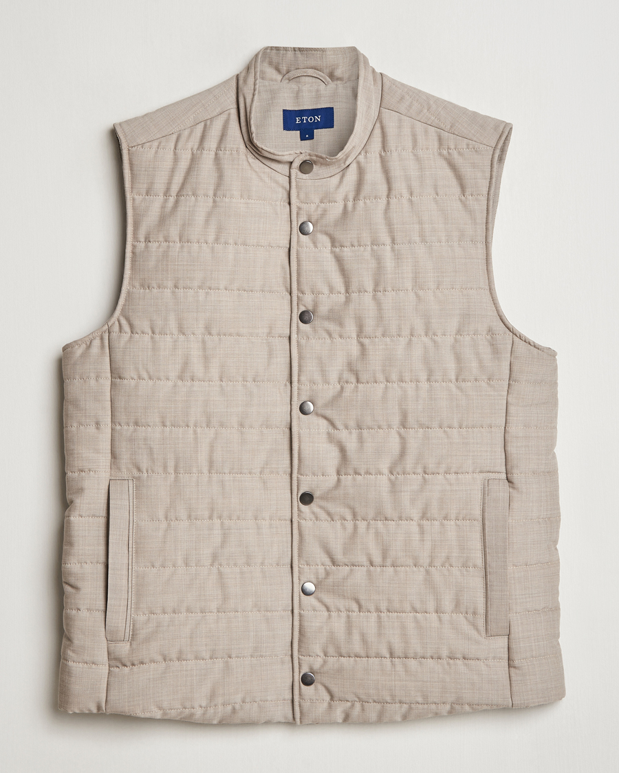 Herre | Jakker | Eton | Padded Wool Vest Beige