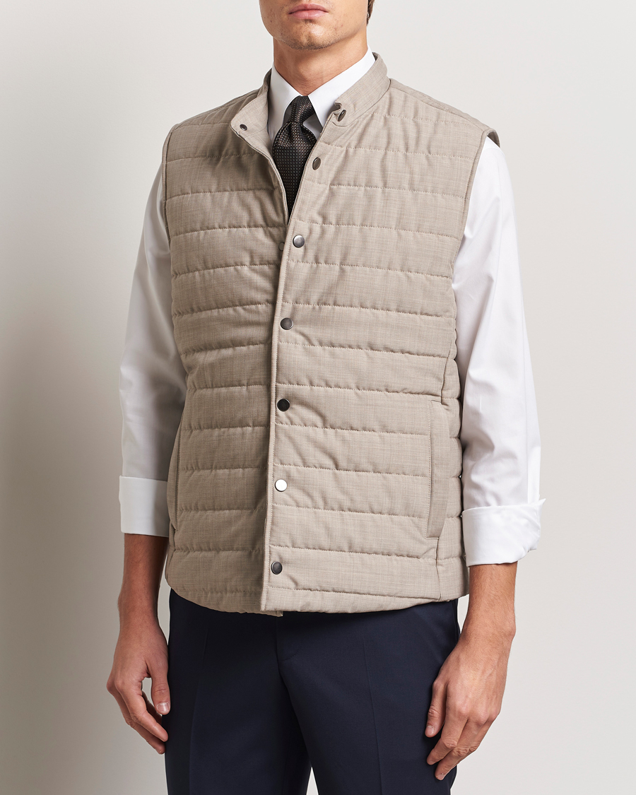 Herre | Jakker | Eton | Padded Wool Vest Beige