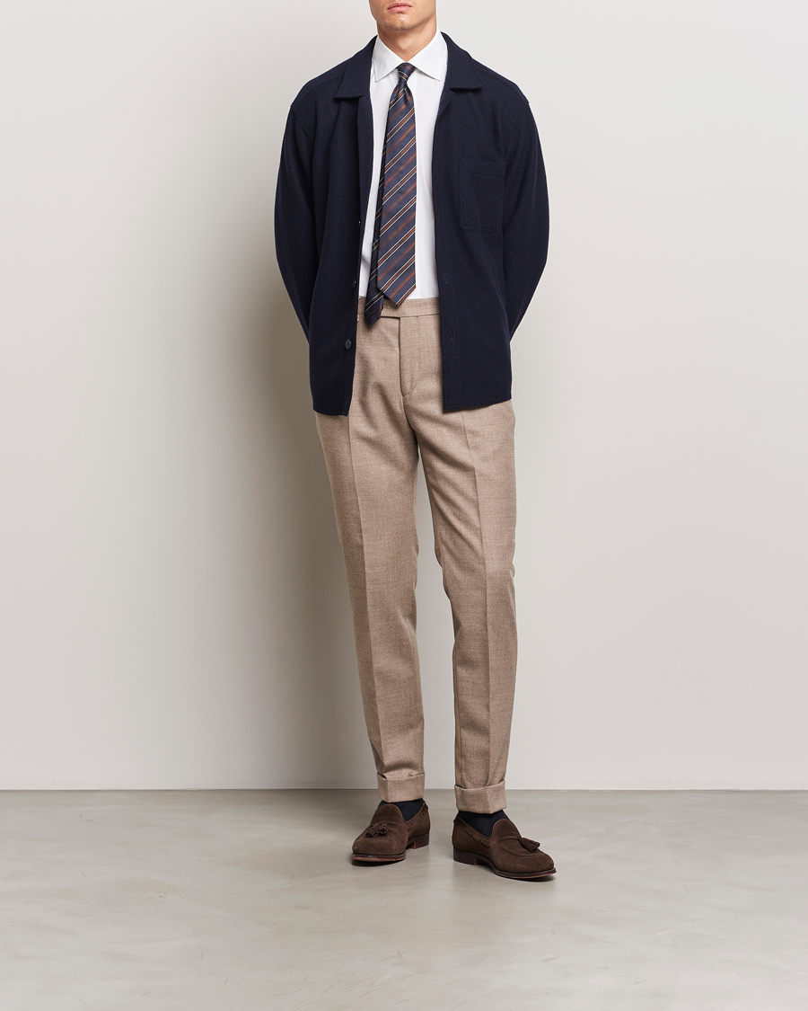 Herre | Skjorter | Eton | Boiled Wool Overshirt Navy Blue