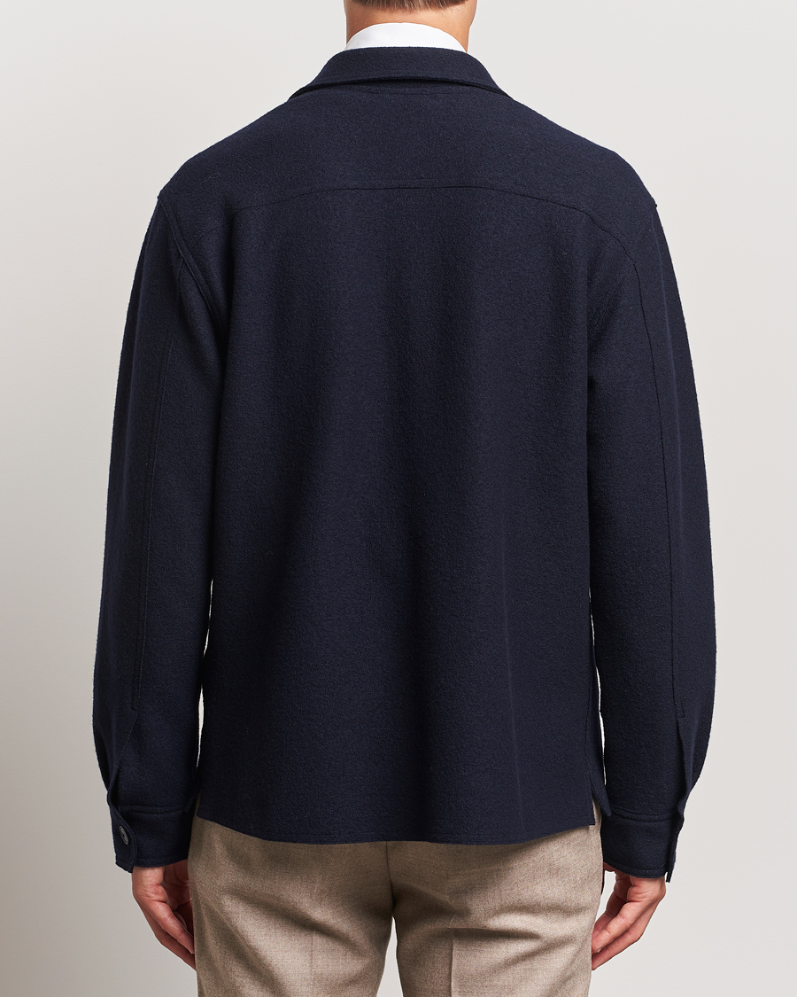 Herre | Skjorter | Eton | Boiled Wool Overshirt Navy Blue