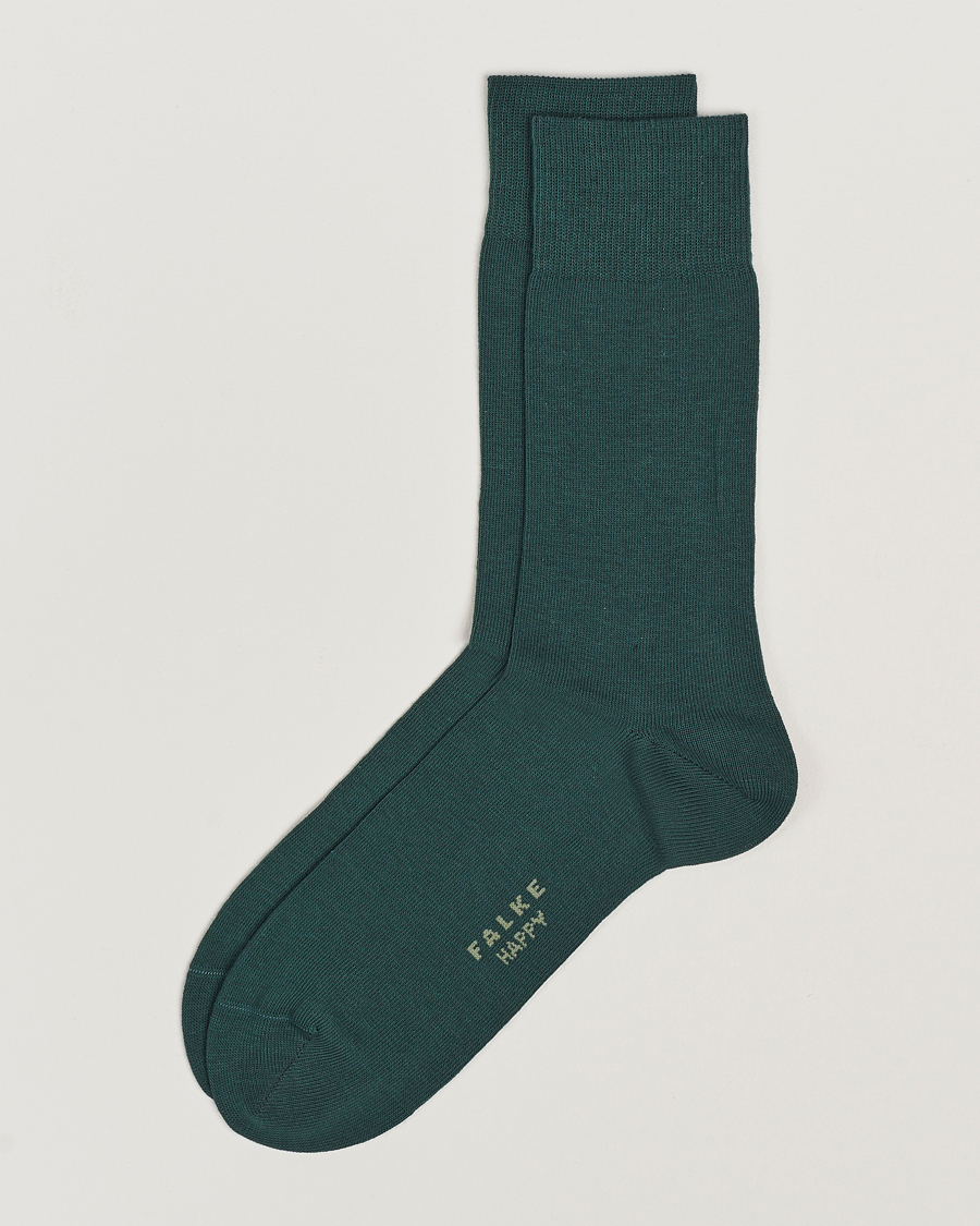 Herre | Undertøj | Falke | Happy 2-Pack Cotton Socks Hunter Green
