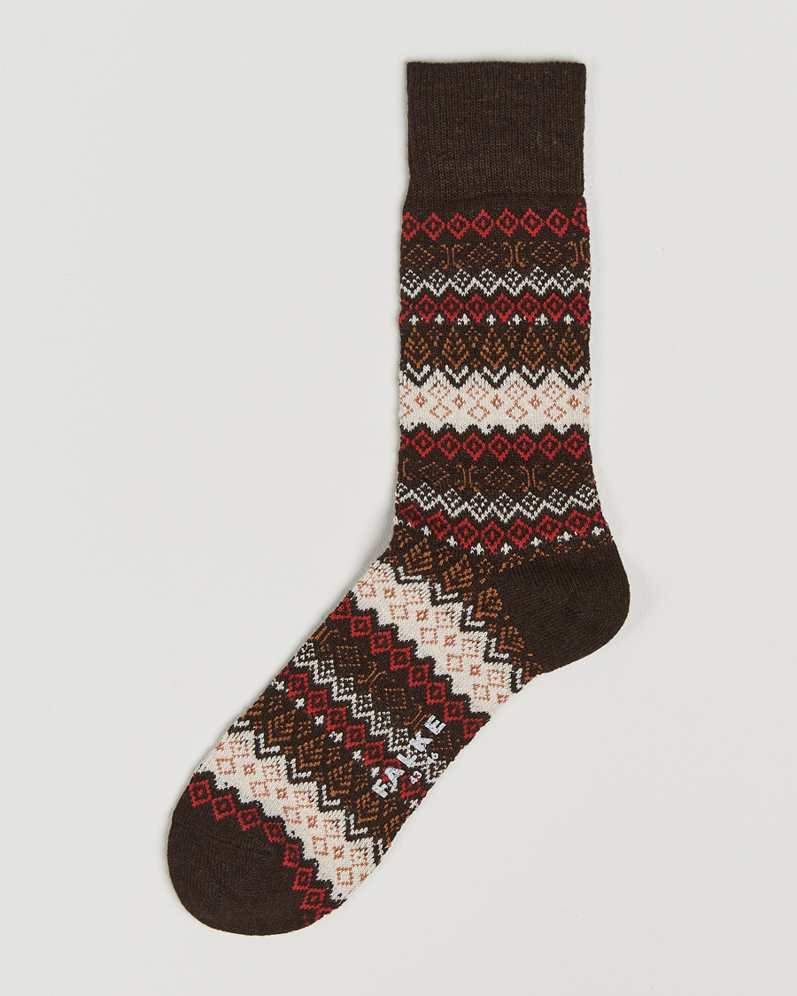 Herre | Undertøj | Falke | Aspen Fairisle Socks Dark Brown