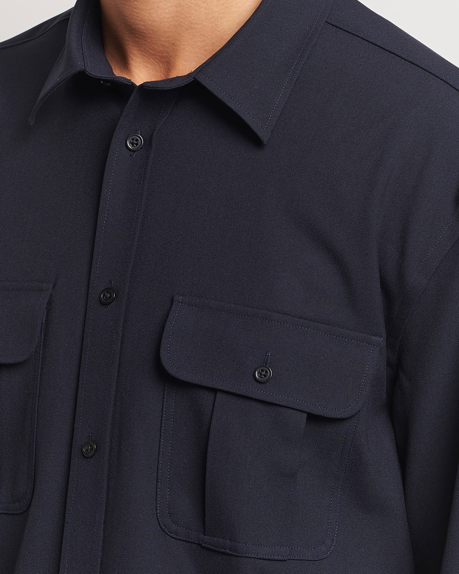 Herre | Skjorter | Filippa K | Relaxed Flannel Patch Pocket Shirt Navy