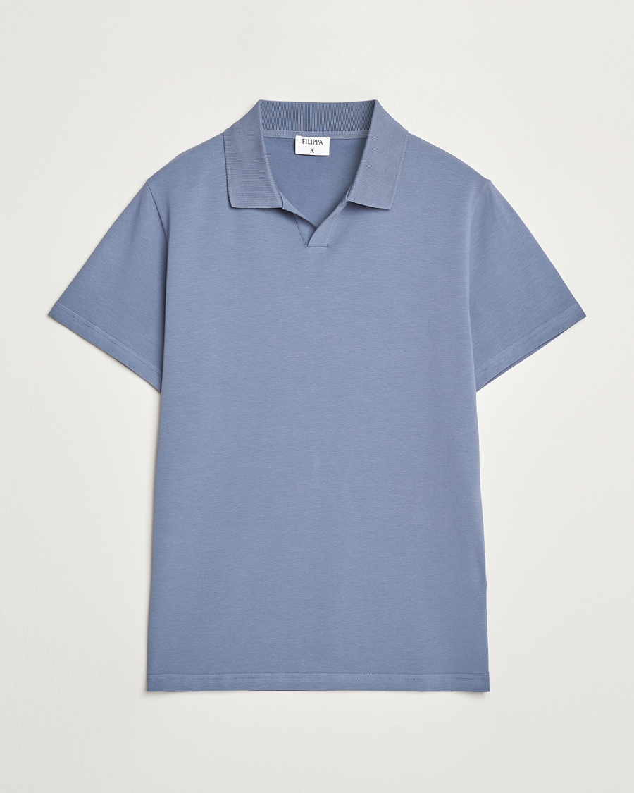 Herre | Polotrøjer | Filippa K | Soft Lycra Polo T-Shirt Grey Blue