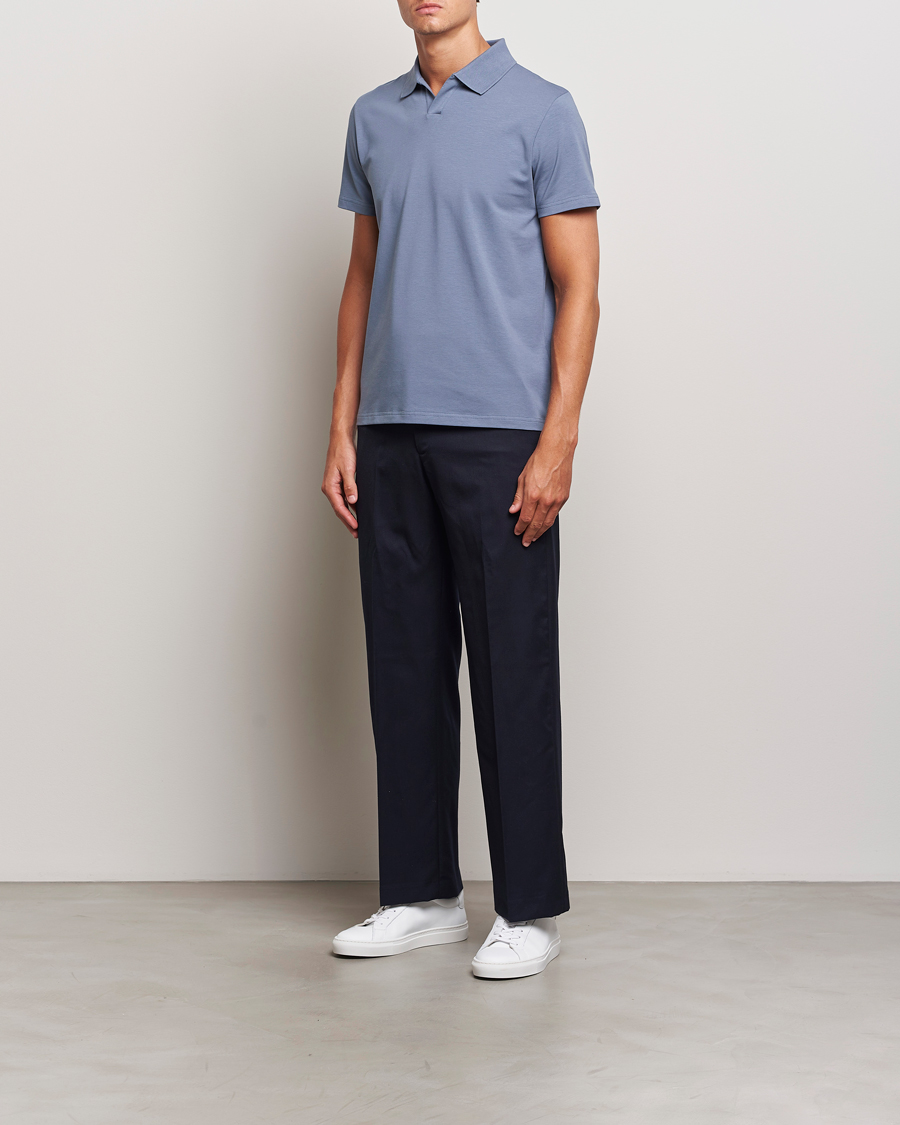 Herre | Polotrøjer | Filippa K | Soft Lycra Polo T-Shirt Grey Blue
