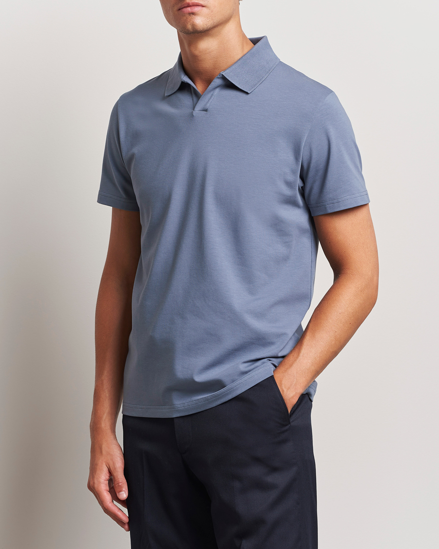 Herre | Polotrøjer | Filippa K | Soft Lycra Polo T-Shirt Grey Blue